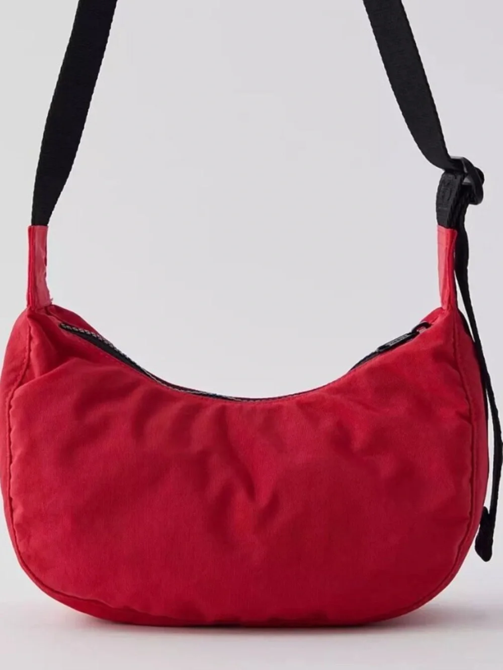 MAKE AN OFFER - BAGGU Small Nylon Candy Apple Red Crescent Crossbody